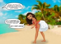 beach dark-skinned_female dark_skin diaper disney full_diaper giant_diaper hyrosdiaperdivas messy_diaper moana moana_waialiki scat soiling talking_to_offscreen