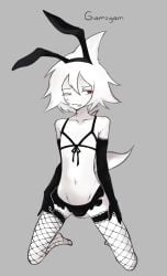 1cuntboy albino bikini bunny_ears crossdressing cuntboy cuntboy_only femboy fishnets funamusea gamzgam girly gloves grey_background kneeling nervous_smile pale_skin red_eyes sal_(wadanohara) self_upload simple_background solo solo_cuntboy solo_focus sweat sweatdrop sweating tagme tail wadanohara_and_the_great_blue_sea watermark white_body white_hair white_skin