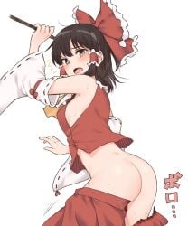 ass miyo_(ranthath) reimu_hakurei sideboob touhou