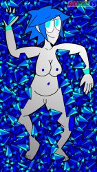 1girls barefoot belly_button blue_nipples boobs breasts collarbone completely_naked completely_naked_female completely_nude completely_nude_female female female_only kenmazu95 laying_on_back naked nude pile pussy robot robot_girl sapphire_(gem) sinikka_jacinth toony wide_hips