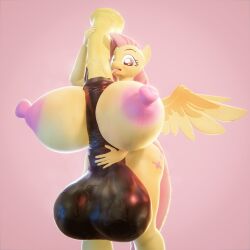 3d anthro equine_penis fluttershy_(mlp) friendship_is_magic frostbound furry futanari horsecock hyper licking_penis looking_at_viewer my_little_pony penis_bigger_than_body straight_hair tagme