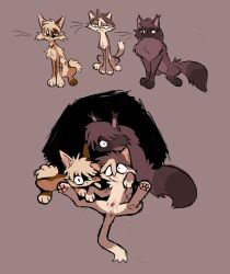 ambiguous_gender andromorph anus blonde_hair brown_body brown_fur cuntboy domestic_cat fan_character felid feline felis feral freckledcoat_(character) fur genitals group hair hi_res intersex labbit1337 mammal pussy tan_body tan_fur trio warriors_(cats)