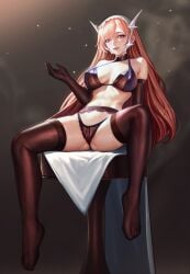 1girls bare_thighs black_panties breasts cherche_(fire_emblem) elbow_gloves female female_only fire_emblem fire_emblem_awakening garter_belt gatery gloves large_breasts long_hair looking_at_viewer nintendo panties pink_eyes pink_hair pussy see-through sitting smile solo thighhighs thighs underwear very_long_hair