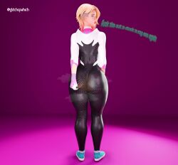 1girls ass big_ass blonde_hair eyebrow_piercing fart fat_ass female female_only gwen_stacy marvel marvel_comics pawg skidmark solo spider-gwen spider-man_(series) superheroine wedgie