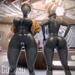 2girls 3d abs absurd_res atomic_heart breasts clothing coel3d duo female female_only genitals hi_res humanoid jacket left_(atomic_heart) pussy right_(atomic_heart) robot robot_girl robot_humanoid the_twins_(atomic_heart) topwear