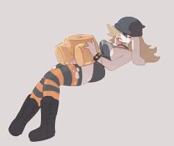 animated anthro blonde_hair boots cum cum_on_breasts cum_on_self cumshot fur futanari gif hip_onahole masturbation penetrable_sex_toy rabbit ripped_clothing ripped_stockings sex_toy spiked_bracelet thelovelylair