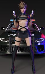 1girls 3d 3d_(artwork) blizzard_entertainment breasts daz3d daz_studio female heels high_heels kneesocks legs overwatch pin3d pinup police police_uniform policewoman shoes skirt slender_legs small_breasts solo thighhighs thighs tracer underboob