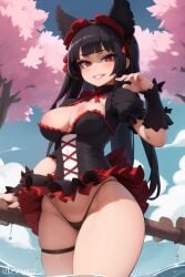 ai_generated breasts dress gothic_lolita high_thong legwear lingerie lolita_fashion pinup poofy_nipples rory_mercury skirt tagme thong thong_straps thongstraps underwear unsensir