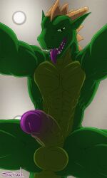 abs anthro balls biceps big_balls big_penis genitals hi_res lizard male muscular muscular_male pecs penis reptile sar saruuk scalie seductive solo solo_male tongue tongue_out vein veiny_penis