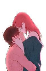 1boy 1girls 362chrm brown_hair closed_eyes embrace female gintama hair_down hug implied_sex intimate kissing long_hair male mutsu_(gintama) off_shoulder profile red_hair romantic sakamoto_tatsuma topless_male upper_body wholesome