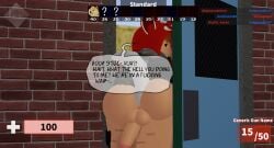 1futa 3d arsenal_(rolve) ass ass_focus asshole big_ass bottomless dialogue english_text futanari game_ui heyits_aaron hood imminent_rape imminent_sex orange_hair penis red_panda_(rolve) roblox roblox_game robloxian rolve solo stuck stuck_in_door tagme tail text twitching twitching_penis