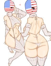 1girls almost_naked big_breasts countryhumans countryhumans_girl flawsy heart light-skinned_female solo solo_female thick_thighs united_states_of_america_(countryhumans) virgin_destroyer_sweater virgin_killer_sweater