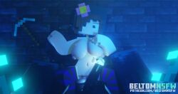 1boy 1girls 3d beltomnsfw blue_eyes brown_hair flower_in_hair horny_female human_female humanoid jenny_belle_(slipperyt) mine-imator minecraft outside penis riding tagme warden_(minecraft)