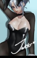 black_suit feiyuu female female_only jett_(valorant) valorant white_hair