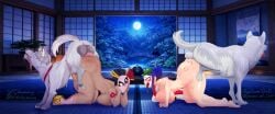 2boys 2girls all_fours ass balls ballsack big_ass big_breasts big_thighs bite_mark blue_hair blush brawl_stars breasts canine consensual curvy dog facepaint feet female female_human female_on_feral feral feral_on_female feral_on_human fully_nude hetero huge_breasts human kaze_(brawl_stars) knot light-skinned_female light_skin mask multiple_boys multiple_girls nude penetration power_of_owo rough rough_sex ruptureowo sex shukuteki_tara tara_(brawl_stars) thick_thighs thighs tongue zoophilia
