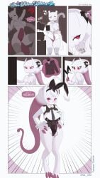 2026 absurd_res accessory anthro appliance barefoot big_breasts black_clothing black_latex black_leotard blush bread breasts bunny_costume clothing comic container costume cup dialogue eating english_text eyeshadow fake_ears fake_rabbit_ears feet female food footwear furgonomics generation_1_pokemon generation_6_pokemon genitals hi_res holding_container holding_cup holding_mug holding_object kitchen_appliance latex latex_clothing latex_leotard legendary_pokemon legwear leotard looking_at_viewer makeup mega_evolution mega_mewtwo mega_mewtwo_y mega_stone mellie_(thekite) mewtwo mug multicolored_body necktie nintendo nipples pink_eyes pokemon pokemon_(species) pokemorph purple_body purple_eyeshadow shirt sleeping socks solo speech_bubble standing tail tail_clothing tail_warmer text thekite thigh_highs thigh_socks toast toaster topwear two_tone_body vulva white_body white_clothing white_shirt white_topwear