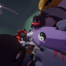 1:1 absurd_res alolan_form alolan_vulpix ambiguous_gender anthro bandai_namco being_held black_body blackgatomon blue_eyes bodily_fluids canid canine cum cum_on_penis digimon digimon_(species) dominant dominant_female eevee felid feline fellatio female fur gatomon generation_1_pokemon generation_7_pokemon genital_fluids genitals grey_body grey_fur group hi_res larger_female male male/female mammal miles_eon nintendo oral penile penis pokemon pokemon_(species) regional_form_(pokemon) renamon sex size_difference vulpix