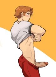 1boy bara gay hanamura_yousuke kaito_draws persona persona_4 solo