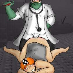 2boys :o) artist_request ass bald blood body_hair chubby civilian_(die_of_death) creature die_of_death_(roblox) doctor doggy_style face_not_visible fat_male feet half_clothed hat holding_object hotdog_(die_of_death) latex_gloves looking_back male/male mask nonconsensual pale_skin pubic_hair public pursuer_(die_of_death) questionable_consent rape roblox rushed_drawing secretly_loves_it simple_drawing sketch sleeves syringe teeth