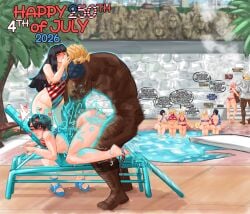 2boys 4th_of_july 6+girls 8girls american_flag_bikini ass big_ass big_breasts bikini black_hair boruko boruto:_naruto_next_generations boruto:_two_blue_vortex breasts cleavage dark-skinned_male dark_skin electricity female huge_ass huge_breasts hyuuga_hinata killer_bee kissing large_ass large_breasts long_hair male milf multiple_boys multiple_girls naruko naruto_(series) pink_hair raikage sakura_haruno sarada_uchiha sasuke_uchiha sex short_hair straight swimsuit tokyoplip uzumaki_boruto uzumaki_himawari uzumaki_naruto