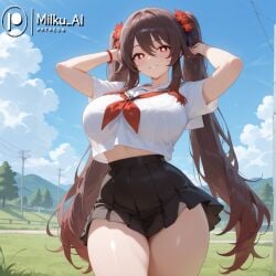 1girl 1girls 2026 2d ai_assisted ai_generated big_ass big_breasts big_butt big_thighs blush blush_lines blushing boobs boobs_bigger_than_head breasts breasts_bigger_than_head brown_hair clothed clothing crop_top curvaceous curvaceous_female curvaceous_figure curvy curvy_body curvy_female curvy_figure curvy_hips genshin_impact hu_tao_(genshin_impact) huge_breasts light-skinned_female light_skin long_hair mihoyo milku_ai orange_eyes perfect_ass perfect_body perfect_boobs perfect_legs ponytail ponytails pose posing school_uniform schoolgirl schoolgirl_uniform sexy sexy_body sexy_female skinny skirt standing thick_thighs thighs