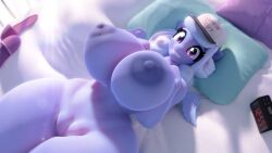 1girls abs absurd_res anthro ass bed big_ass big_breasts breasts cap curvaceous curvy curvy_female digital_media_(artwork) equine eyebrows eyelashes female fur highres horse looking_at_viewer muscular my_little_pony nipples original original_character purple_body purple_eyes purple_nipples pussy smile snuddy thick_thighs thighs vagina white_hair wide_hips wings