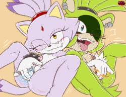2girls alien anthro_cat anthro_furry anthropomorph ass blaze_the_cat breast butt_cheeks cat cheeks female fingering_partner fingering_pussy furry idw_comics idw_publishing ladybomber ladycherrybomba masturbating mobian mobian_cat mobian_tenrec nipple_piercing nipples_showing nsfw nude piercing porn pussy pussy_fingering sega sonic_the_hedgehog_(comics) sonic_the_hedgehog_(idw) sonic_the_hedgehog_(series) surge_the_tenrec tenrec