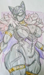 big_breasts bracelet breasts cape clothing curvy_figure female hi_res huge_breasts human jewelry mammal marvel mask shuri solo superhero thick_thighs wearing_mask welyr wide_hips