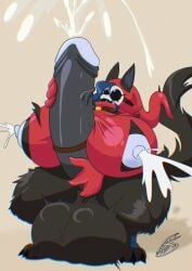 absurd_res anthro areola balls big_balls big_breasts big_penis black_balls black_breasts black_penis bodily_fluids breasts canid canine canis clothed clothing cum digital_media_(artwork) ejaculation erection fan_character fur genital_fluids genitals glans gynomorph hair hi_res huge_balls huge_breasts huge_penis hyper hyper_balls hyper_breasts hyper_genitalia hyper_penis intersex lactating legwear mammal mario_bros mask masturbation mythological_canine mythological_creature mythology nintendo nipples nude penis shaded shieradevil shyguy simple_background smile solo tail thick_thighs vein werecanid werecanine werecreature werewolf white_areola white_glans white_nipples wide_hips wolf