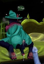 absurd_res after_sex anthro anus barefoot black_body black_fur bodily_fluids bovid breath butt caprine cum cum_drip cum_inside darkner deltarune dialogue digitigrade dripping duo eyewear feet foot_fetish foot_focus fur genital_fluids genitals glasses goat heart_symbol hi_res huge_filesize human humanoid_genitalia kris_dreemurr male male/male mammal penis presenting presenting_anus presenting_hindquarters presenting_penis ralsei ravingmoth scarf undertale_(series) vein veiny_penis