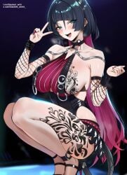 1girl ai_generated anime_style ass_focus bbc bbc_addict black_hair black_panties blacked blacked_queen blacked_wrld blue_eyes blush body_writing breeding breeding_cow curvy dark-skinned_male dramatic_lighting erect_nipples explicit exposed_breasts fishnet_gloves heavy_makeup highres huge_ass huge_breasts indoors interracial jane_doe jane_doe_(nocturne_of_light)_(zenless_zone_zero) large_breasts light-skinned_female long_hair mind_break nipples official_alternate_costume pink_hair puffy_nipples queen_of_spades red_top smile solo_focus spade_tattoo standing submissive_female tattooed_female text thick_bbc thick_thighs voluptuous wide_hips zenless_zone_zero