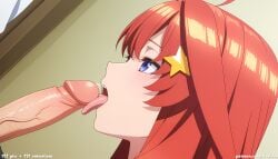 1boy 1girl 1girls absurd_res ahoge ai_assisted ai_generated anime ass blue_eyes blush boobs breasts bubble_butt butt close-up curvaceous curvy curvy_figure face_focus fellatio go-toubun_no_hanayome hair_ornament hetero high_resolution highres hourglass_figure huge_ass huge_butt indoors large_breasts licking light-skinned_female long_hair looking_up nakano_itsuki open_mouth oral patreon patreon_logo patreon_username red_hair saliva star_hair_ornament the_quintessential_quintuplets thick_thighs thighs tongue tongue_out veyluna voluptuous wide_hips yellow_hair_ornament