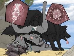 animal_genitalia animal_penis anthro anthro_on_feral anthro_penetrated anus balls beach bestiality bestiality_impregnation bikini blokfort bodily_fluids body_of_water breast_grab breast_masturbation breasts brown_eyes brown_hair canid canine canine_genitalia canine_penis canis clothing clothing_aside cloud collar cum cum_in_vagina cum_inside duo ejaculation erection eyewear female female_anthro female_on_feral female_penetrated feral feral_penetrating feral_penetrating_anthro feral_penetrating_female fur genital_fluids genitals glasses grey_body grey_fur hair hand_on_breast impregnation internal interspecies interspecies_impregnation knot knotted_penis knotting looking_pleasured lying male male/female male_feral male_on_anthro male_penetrating male_penetrating_anthro male_penetrating_female mammal nipple_masturbation on_back open_mouth outside ovum panties panties_aside penetration penile penile_penetration penis procyonid raccoon reverse_doggystyle rock rongue sea sex sky spiked_collar spikes swimwear two-piece_swimsuit underwear underwear_aside vaginal vaginal_knotting vaginal_penetration water wolf