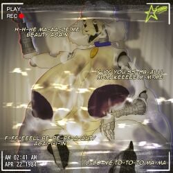 animatronic big_breasts big_butt bovid breast broken_body butt caprine cosmosarts dialogue erect_nipples female glitch hand_on_breast jewelry machine mammal necklace nipples pubes raised_hand recording robot robotic_arm sagging_breasts sha_(twf) sheep solo talking_to_another talking_to_viewer the_walten_files thick_thighs vhs_filter wide_hips