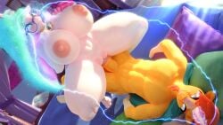 1boy 1girls 3d 3d_(artwork) ass big_areola big_ass big_breasts big_butt big_penis body_swap breasts equine_penis female friendship_is_magic furry glasses huge_breasts huge_penis male my_little_pony penis princess_celestia_(mlp) snuddy sunburst_(mlp)