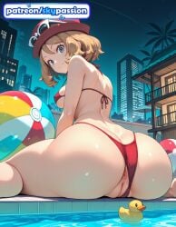 1girls 2026 ai_assisted ai_generated anime anus ass ball beachball big_ass bikini booty building butthole cityscape female_genitalia genitals hat hi_res high_quality high_resolution highres holding_ball night night_sky patreon patreon_username pokemon pokemon_(creature) pool pussy red_bikini serena_(pokemon) sky skypassion smile stable_diffusion swimsuit uncensored_pussy uncensored_vagina water watermark