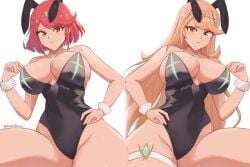 1girls blonde_hair breasts bunny_ears bunny_girl bunnysuit daymandraws female female_only looking_at_viewer mythra nintendo pyra solo xenoblade_(series) xenoblade_chronicles_2