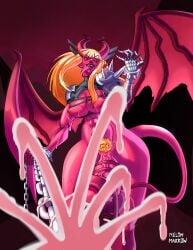cum cum_on_camera cumming demon demon_horns futanari magik_(illyana_rasputin) pov tail tail_wrapped_around_penis wings