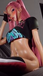 3d artist_request athletic athletic_male busty female female_focus female_only hourglass_figure kpop_demon_hunters mira_(kpop_demon_hunters) pinup pinup_pose tagme wide_hips