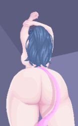 1girls animal_ears ass ass_focus beirock below_view big_ass big_breasts blue_hair catgirl female female_focus female_only hispanic_virtual_youtuber hispanic_youtuber indie_virtual_youtuber latam_virtual_youtuber light-skinned_female light_skin long_hair mole naked naked_female no_visible_face no_visible_genitalia no_visible_nipples nude nude_female panther_girl pink_eyes pink_hair pixel_art seductive shura_hiwa stretching thick_thighs thighs two_tone_hair virtual_youtuber