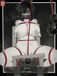 1girls 2026 anal_beads angry arms_behind_back artist_name black_hair blindfold blindfolded bondage bound breast_bondage breasts chair chair_bondage crotch_rope dildo dildo_between_breasts elsimain english_text female female_only femsub frogtie gag gagged highres large_breasts light-skinned_female light_skin milf nipple_clamps nipples nude nude_female ponytail renee_graves rope rope_bondage sex_toy solo tape tape_blindfold tape_gag text text_box the_coffin_of_andy_and_leyley watermark