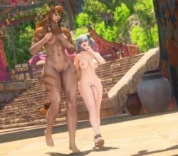 anthro artist_request cat_ears cat_nose cat_tail catgirl choker cock_ring embarrassed embarrassed_nude_female exhibitionism final_fantasy final_fantasy_xiv furry futanari glasses green_eyes hair_ornament hand_on_ass hrothgar huge_cock jewelry kemonomimi lion_ears lion_tail lioness miqo'te mischievous_smile monster_girl orange_fur orange_hair public public_nudity scenequeen smile square_enix stripes tail_accessory white_fur white_hair worried worried_expression wuk_lamat