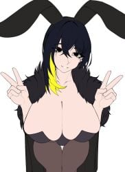 binah black_hair cleavage female female_only light-skinned_female light_skin project_moon sieroo solo