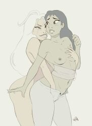 2girls areola areolae artofpechi ass breasts disney female female/female female_only fingering fingering_partner fingering_pussy hand_on_breast lifeguard lifeguard_(lilo_and_stitch) lilo_and_stitch lola_the_lifeguard nani_pelekai pechi tagme topless topless_female yuri