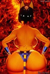 analog_horror animal_crossing ankha ass ass_focus bikini blue_hair breasts cat_ears cat_girl cat_tail creepy hands_on_hips huge_ass large_breasts looking_at_viewer looking_back masteryorg0 monster monster_girl obscured_face short_hair sideboob slim_waist tagme thick_thighs voluptuous wide_hips