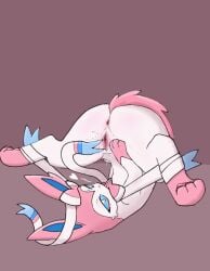 anonymous_artist bodily_fluids eeveelution female feral generation_6_pokemon genital_fluids genitals head_down_ass_up masturbation nintendo pokemon pokemon_(species) solo spread_vulva spreading sylveon upside_down upside_down_vulva vaginal_fluids velvet_sylveon vulva
