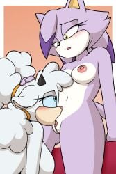 2girls blaze_the_cat breasts cat_ears cat_girl completely_nude completely_nude_female cunnilingus lanolin_the_sheep lanolin_the_sheep_(sonic) looking_at_viewer nipples open_mouth purple_fur pussy sheep_girl sonic_(series) sonic_the_hedgehog_(comics) sonic_the_hedgehog_(idw) sonic_the_hedgehog_(series) sonicguru tongue tongue_out yellow_eyes yuri
