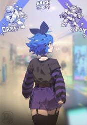 2d 2d_(artwork) absurd_resolution ass ass_focus beautiful_girl beautiful_woman belt_skirt belted_skirt blue-haired_female blush blushing blushing_female boyfriend-girlfriend choker crossover curvy_female date date_night dif_(difman) difman good_end good_vibes goth_girl gothic gothic_girl gundam happy_female high_resolution highres male_pov mature_female mature_woman miniskirt oblivious_sexualization original parody pleated_miniskirt pleated_skirt purple_miniskirt purple_skirt shopping_mall short-haired_female short_skirt skirt slim_female stockings street_fighter striped_sleeves strutting thighhighs tomboy tomboyish unbothered walking_away wholesome wholesome_as_fuck