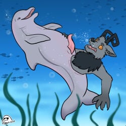 1:1 2022 anal anal_vore anthro anthro_prey aquatic black_body black_eyes black_fur black_horn blue_background bubble canid canine cetacean dolphin dolphin_tail dorsal_fin duo feet_first feral feral_pred fin fish flippin-rad fur genitals grey_arms grey_body grey_ears grey_fin grey_head hi_res horn male mammal penis pink_penis sea_grass simple_background toothed_whale underwater vore water watermark yellow_eyes zoophilia