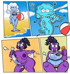 4_eyes absurd_res animal_humanoid animate_inanimate arachnid arachnid_humanoid areola arthropod arthropod_humanoid ball balls beach beach_ball bikini breasts bulge character_request clothing cloud cloud_hair comic darkner deltarune dessert digital_media_(artwork) eating egg_sticker elnina_(deltarune) female flaccid food genitals gynomorph gynomorph/female hair happy heart_symbol hi_res humanoid ice_cream ice_cream_cone inflatable intersex intersex/female living_clothing long_hair multi_eye nipples nude penis puffy_hair question_mark sky slightly_chubby spider_humanoid swimsuit_transformation swimwear towel_transformation transformation transformation_ray transformation_sequence two-piece_swimsuit undertale_(series) vein veiny_penis